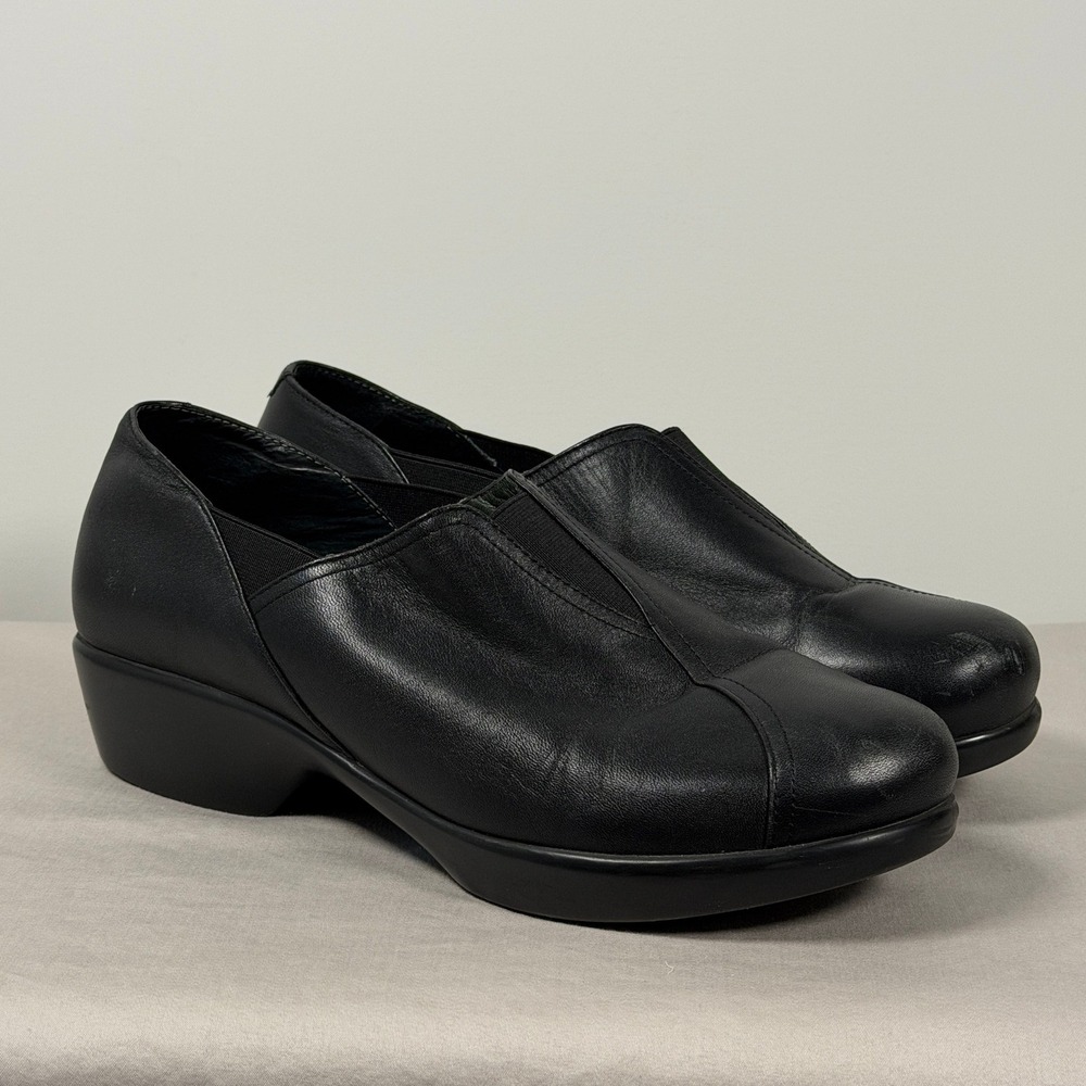 Dansko Womens EU 40 US 9.5 Black Leather Slip On Loafers Shoes Clogs Nursing